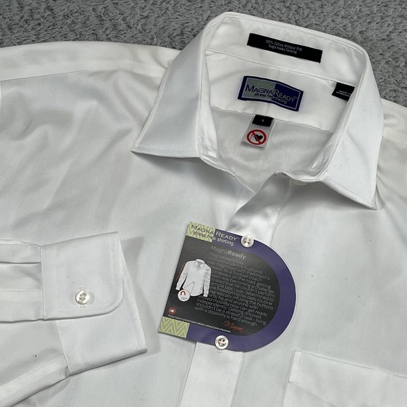 MagnaReady Other - MagnaReady Dress Shirt Mens Large White Wrinkle Free ADA Magnet Buttons Non Iron